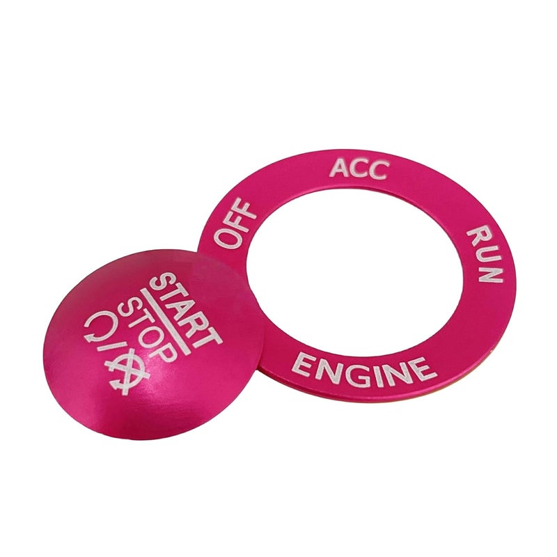 ALETAI Push Start Stop Button Cover Trim for 2015-2021 Dodge Challenger Dodge RAM 1500 Dodge Charger, Aluminum Alloy, Pink - Image 2